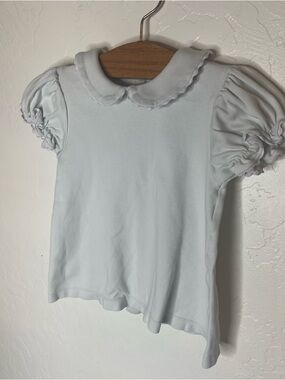 Lullaby Set Top Classic White Peter Pan Collar Kids Top with ricrac trim kids 6